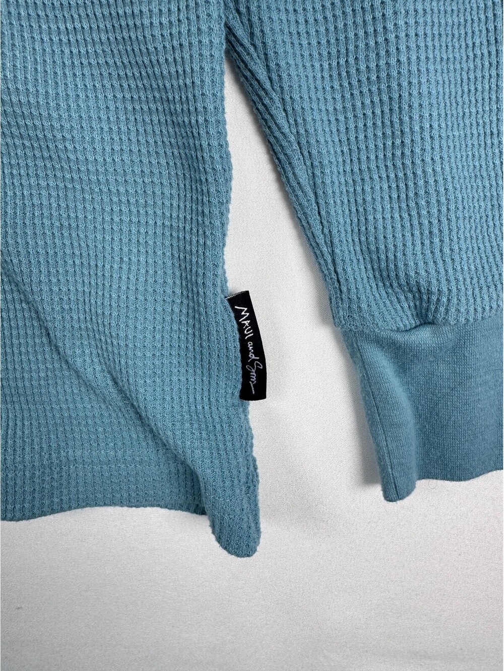 Waffle Knit Thermal Hoodie Mens XL Teal Maui And Sons Surf Beach Layering Top - Picture 4 of 8